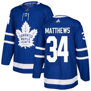 Män NHL Toronto Maple Leafs Tröjor 34 Auston Matthews Authentic kungsblå  Hemma