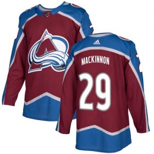 Barn NHL Colorado Avalanche Tröjor 29 Nathan MacKinnon Authentic Burgundy Röd  Hemma