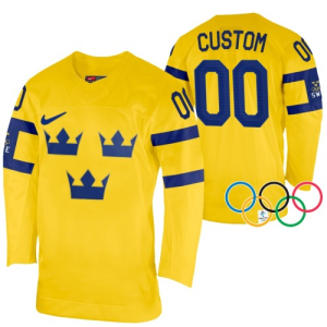 NHL Team Sverige Tröjor Skräddarsydda 2022 Winter Olympics Gul Authentic